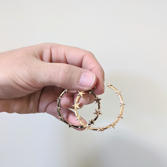 Jewelry - Gold Hoop Star Earrings